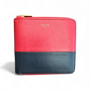 Celine colorblock compact zip leather wallet